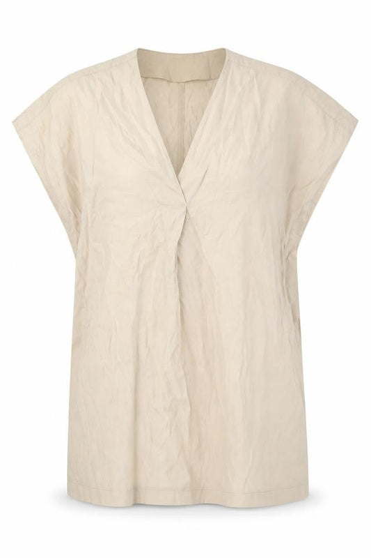 H&M Womens Beige Polyester Tunic Blouse Size XS V-Neck