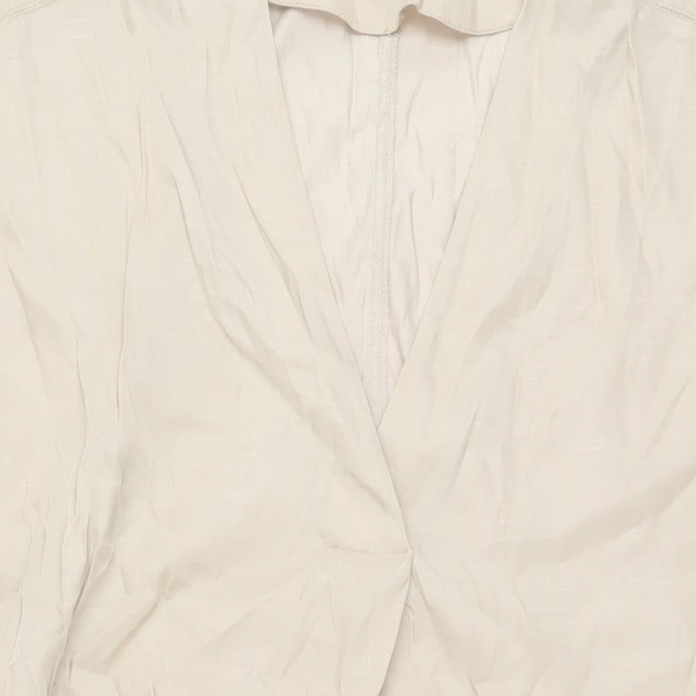 H&M Womens Beige Polyester Tunic Blouse Size XS V-Neck