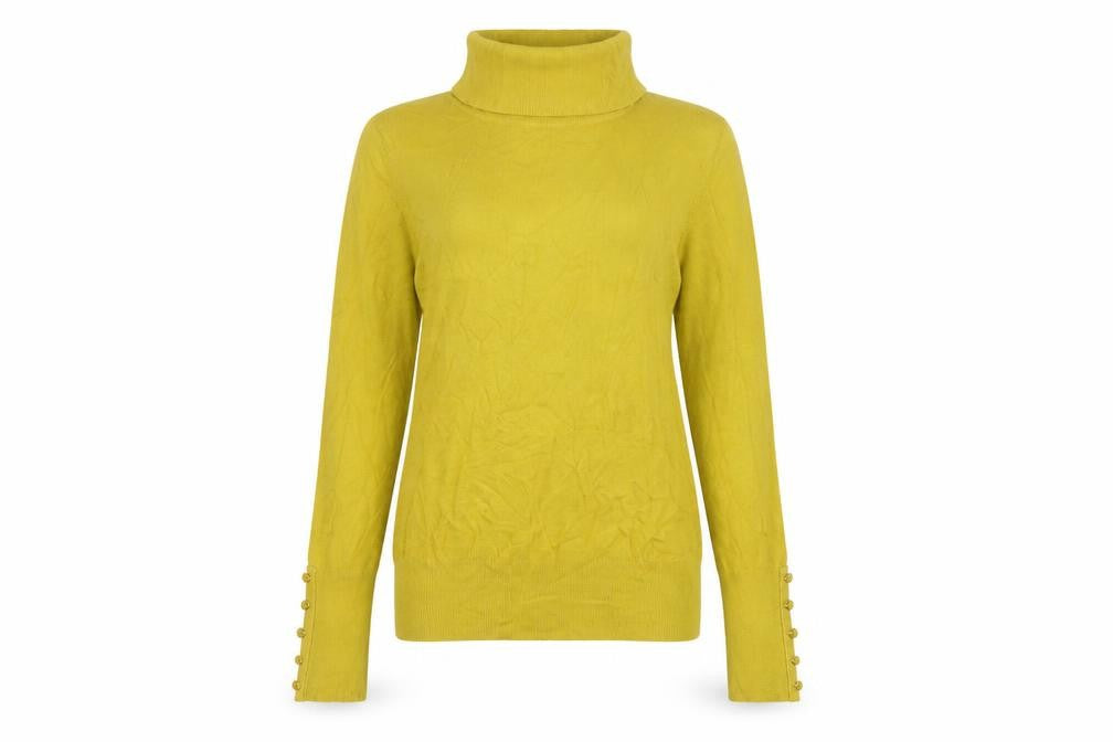 Paramour Womens Yellow Roll Neck Viscose Pullover Jumper Size M