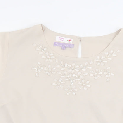 Emma Blake Womens Beige Polyester Basic Blouse Size 16 Round Neck