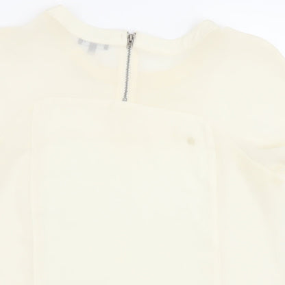 Warehouse Womens Ivory Polyester Basic Blouse Size 12 Round Neck