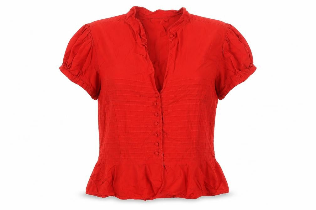Linea Womens Red Cotton Basic Blouse Size 16 V-Neck