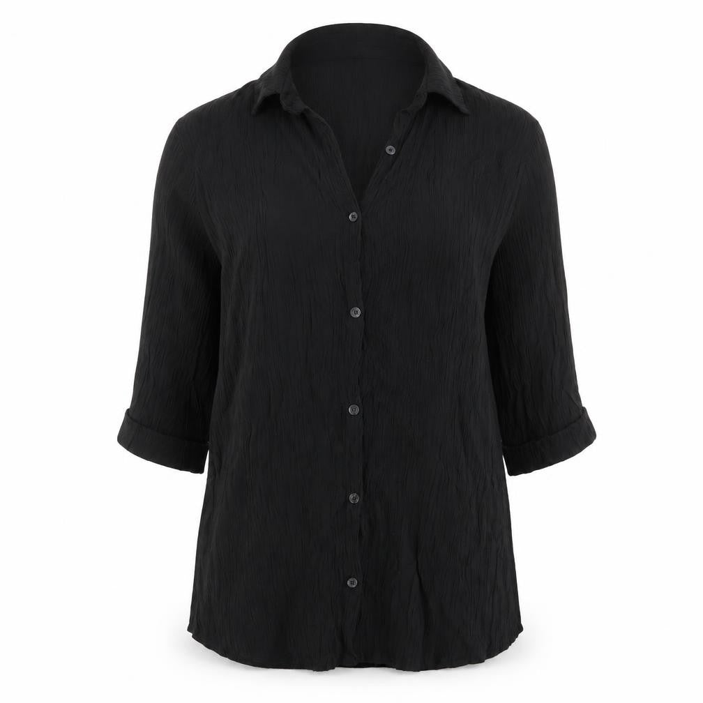 Boohoo Womens Black Viscose Basic Blouse Size 12 Collared