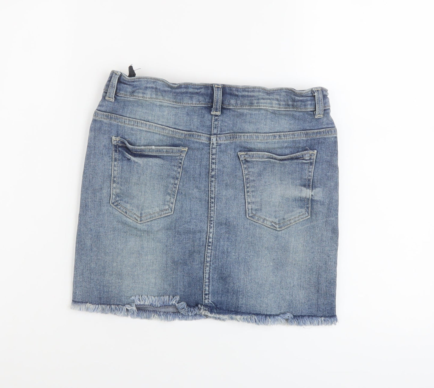 NEXT Girls Blue Cotton Mini Skirt Size 12 Years Regular Button