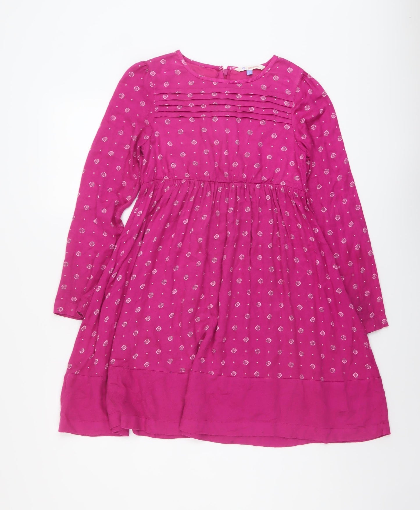 John Lewis Girls Pink Geometric Viscose A-Line Size 11 Years Round Neck Zip