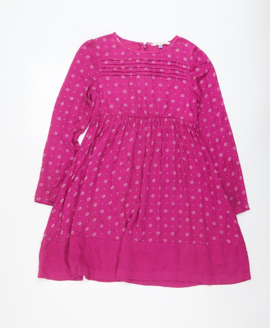 John Lewis Girls Pink Geometric Viscose A-Line Size 11 Years Round Neck Zip