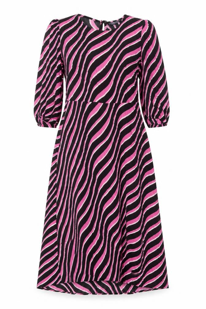 Marks & Spencer Womens Multicoloured Geometric Viscose A-Line Size 12 Round Neck Zip