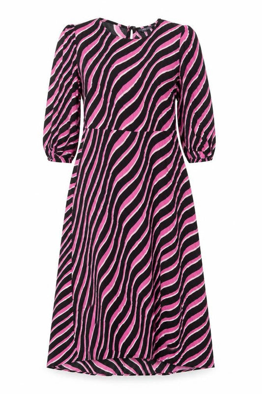 Marks & Spencer Womens Multicoloured Geometric Viscose A-Line Size 12 Round Neck Zip