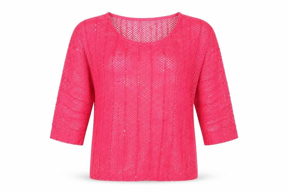 NEXT Womens Pink Round Neck Acrylic Pullover Jumper Size 10 - Sequin Detail