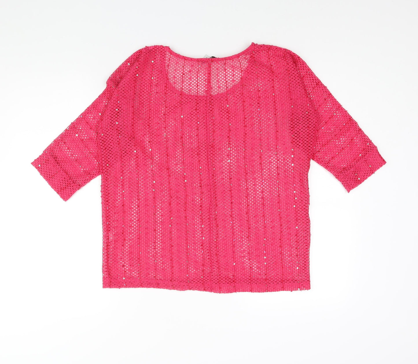 NEXT Womens Pink Round Neck Acrylic Pullover Jumper Size 10 - Sequin Detail