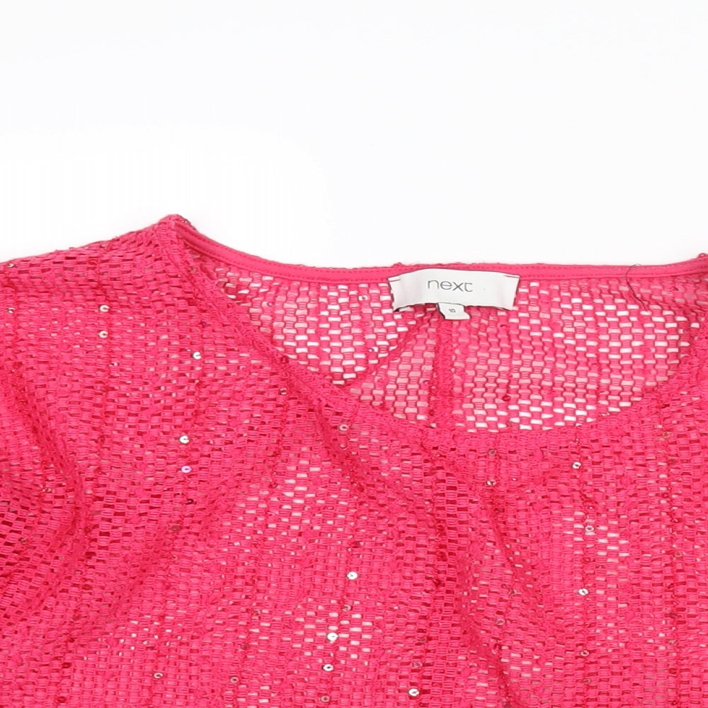 NEXT Womens Pink Round Neck Acrylic Pullover Jumper Size 10 - Sequin Detail