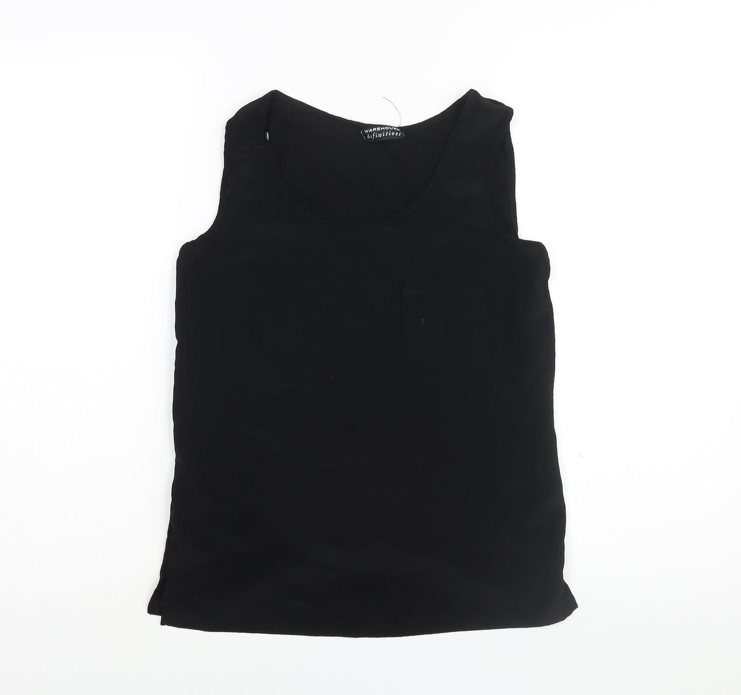 Warehouse Womens Black Polyester Camisole Blouse Size 10 Scoop Neck - Pocket Detail