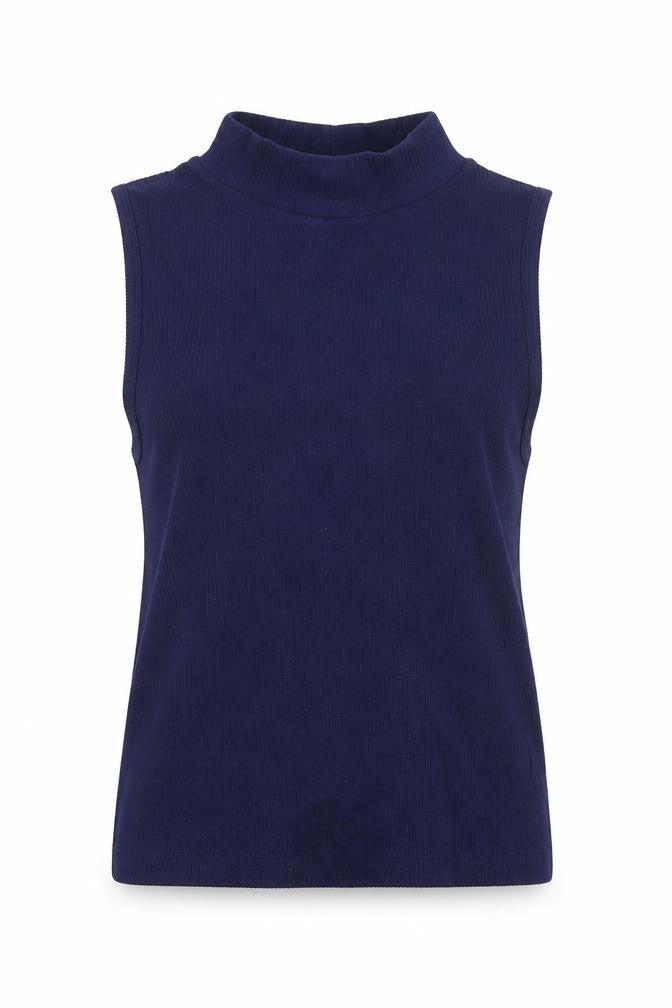 Stradivarius Womens Blue Polyamide Basic Tank Size M Mock Neck - Ribbed