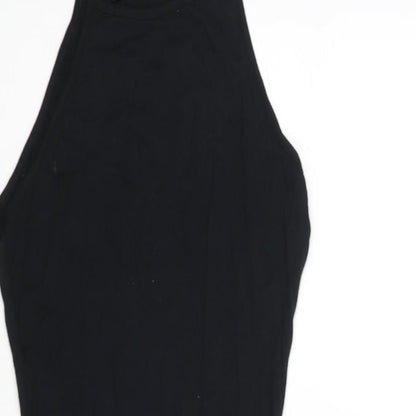 Close-up detail of Missguided women’s black viscose bodycon, size UK 6, square neck pullover