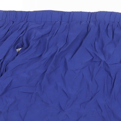 Warehouse Womens Blue Polyester Basic Blouse Size 10 Off the Shoulder