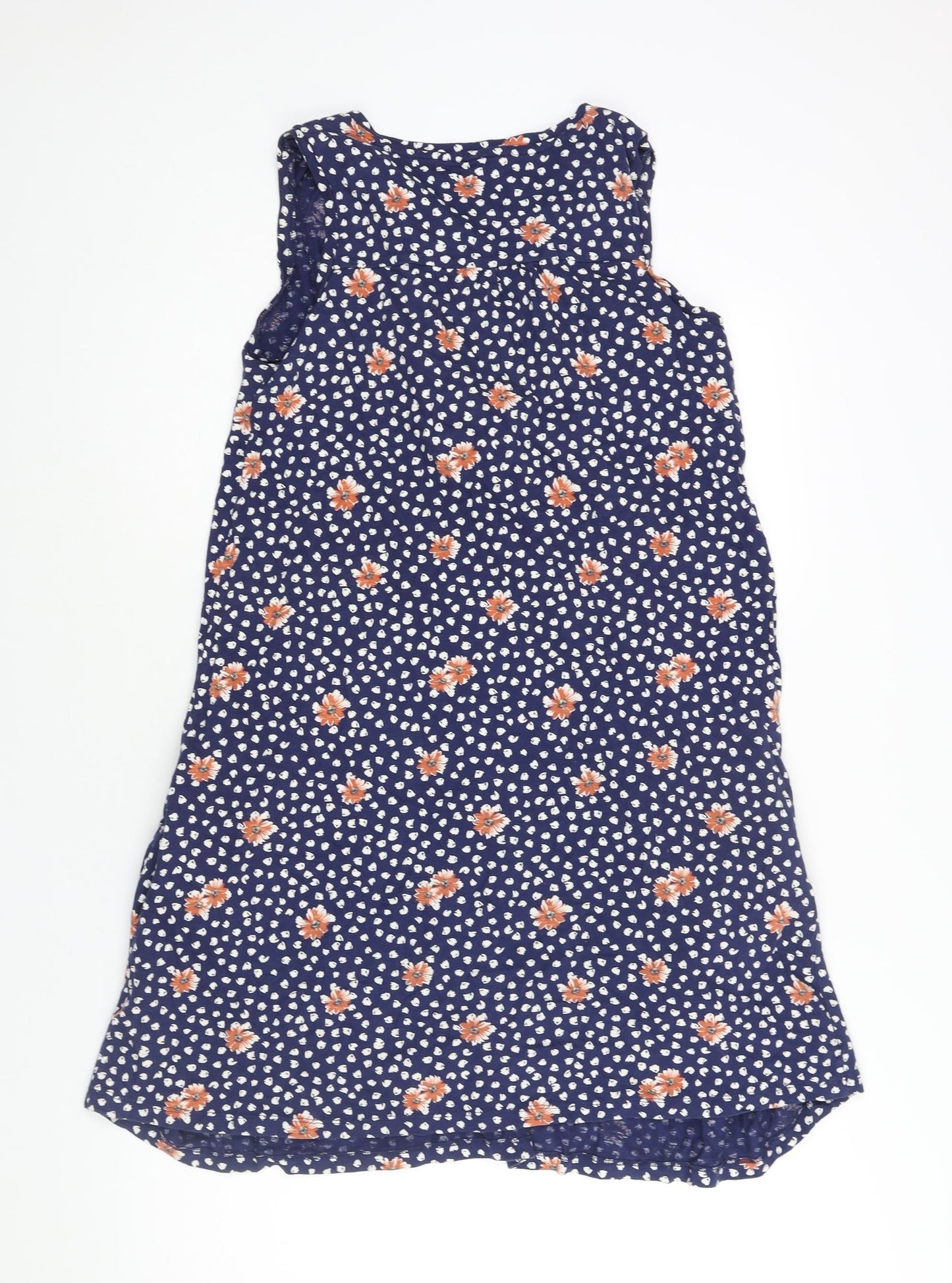 NEXT Womens Blue Geometric Cotton Shift Size 12 V-Neck Pullover - Floral Print