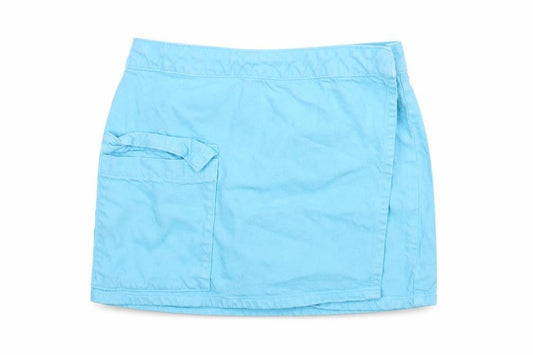 Denim & Co. Womens Blue Cotton Wrap Skirt Size 10 Button - Pocket