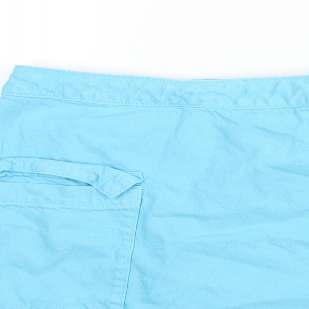 Denim & Co. Womens Blue Cotton Wrap Skirt Size 10 Button - Pocket