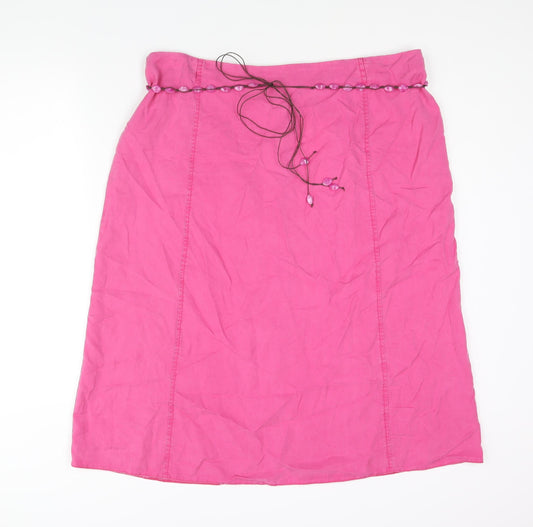 Ann Harvey Womens Pink Lyocell Straight & Pencil Skirt Size 20 Zip - Beaded Belt
