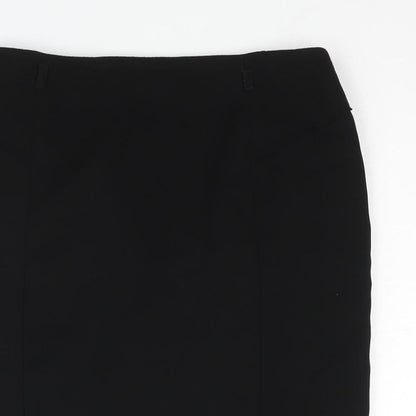 Close-up detail of Principles women’s black polyester straight & pencil skirt, size UK 8, zip