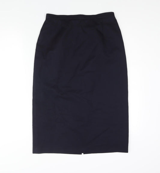 St Michael Womens Blue Polyester Straight & Pencil Skirt Size 14 Zip