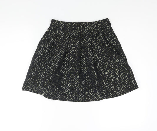 Pimkie Womens Black Polka Dot Polyester A-Line Skirt Size 6 Zip