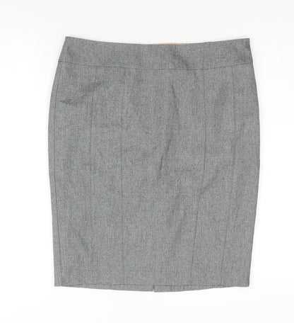 Next Womens Grey Polyester Straight & Pencil Skirt Size 14 Zip