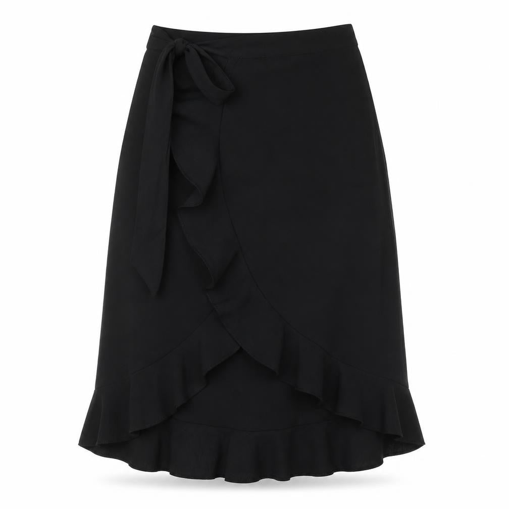 Rae Womens Black Polyester Wrap Skirt Size 8 Tie - Frill