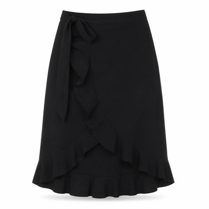 Rae Womens Black Polyester Wrap Skirt Size 8 Tie - Frill