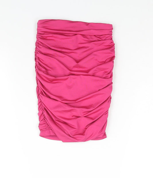 Oh Polly Womens Pink Polyester Bandage Skirt Size 6 - Rouched