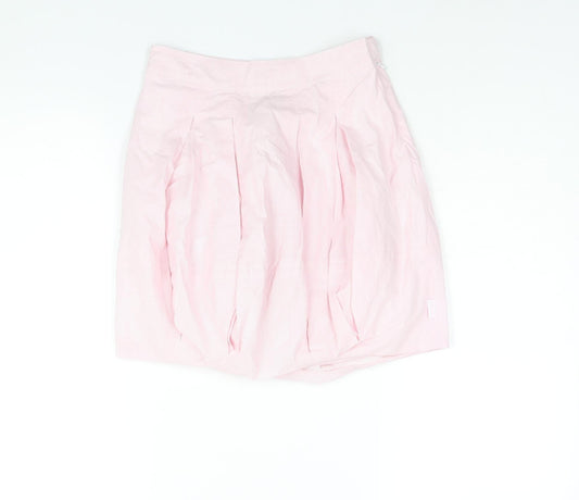 Lottum Womens Pink Striped Polyester Mini Skirt Size 8 Zip