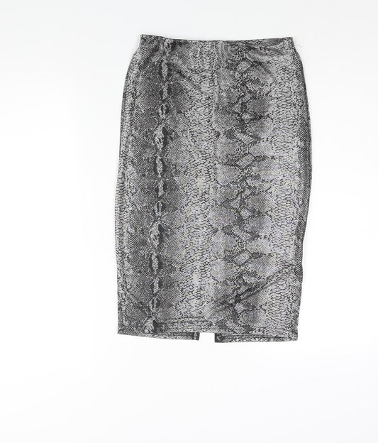 Passion Womens Silver Animal Print Polyester Straight & Pencil Skirt Size 10 - Snake Print