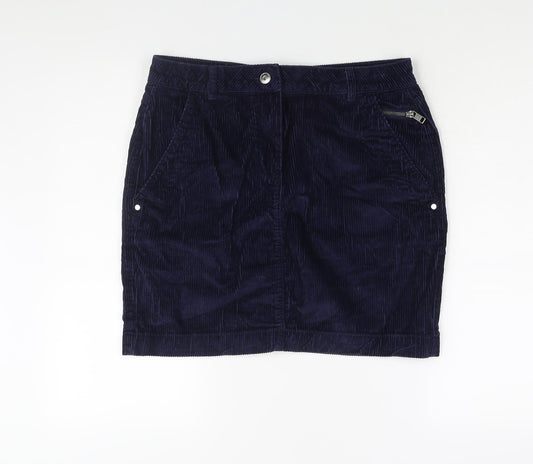 NEXT Womens Blue Cotton Mini Skirt Size 12 Zip
