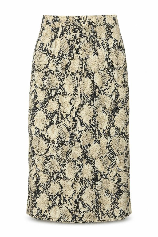 Marks & Spencer Womens Beige Animal Print Polyester Straight & Pencil Skirt Size 10 Drawstring - Snake Print