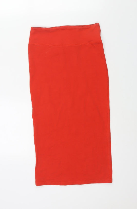 River Island Womens Red Cotton Straight & Pencil Skirt Size 8