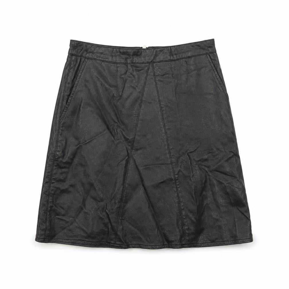Glassons Womens Black Polyurethane A-Line Skirt Size 10 Zip