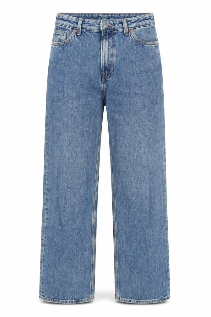 Monki Womens Blue Cotton Straight Jeans Size 26 in L31 in Regular Zip - Pockets