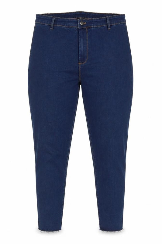 Front view of Denim & Co. women’s blue cotton skinny jeans, size UK 38, in, 28-inch leg regular zip