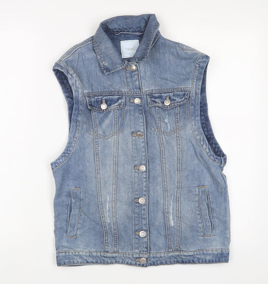NEXT Girls Blue Gilet Jacket Size 12 Years Button - Pockets