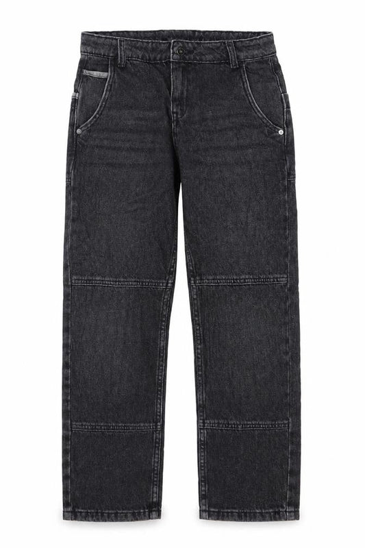 Marks & Spencer Girls Black Cotton Straight Jeans Size 11-12 Years L25 in Regular Zip - Pockets