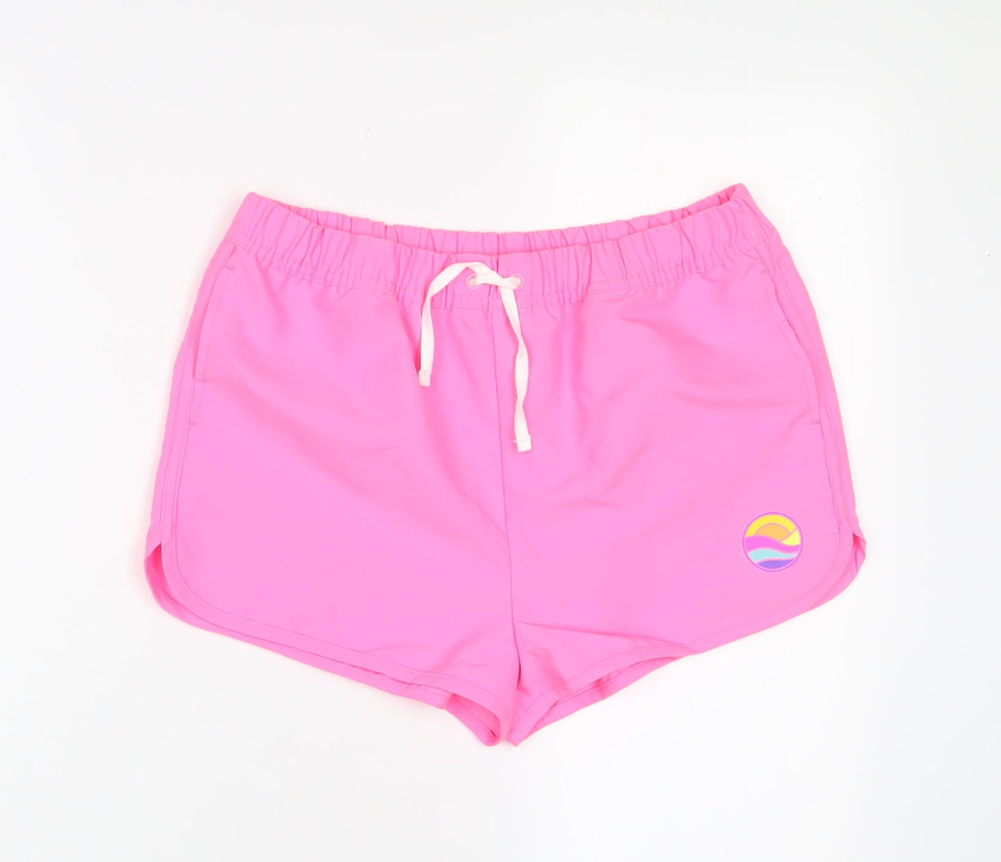 Marks and Spencer Girls Pink Polyester Sweat Shorts Size 12-13 Years Regular Drawstring - Swim shorts