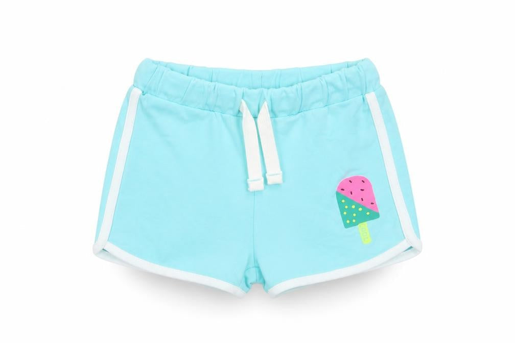 Marks & Spencer Girls Blue Cotton Sweat Shorts Size 4-5 Years Regular Drawstring - Ice Lollie