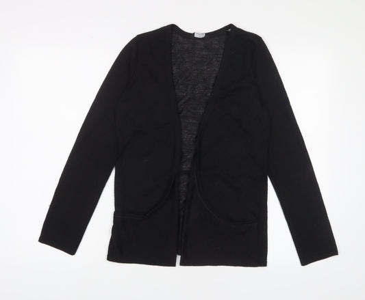 M&Co Girls Black V-Neck Polyester Cardigan Jumper Size 13 Years Pullover - Open, Pockets