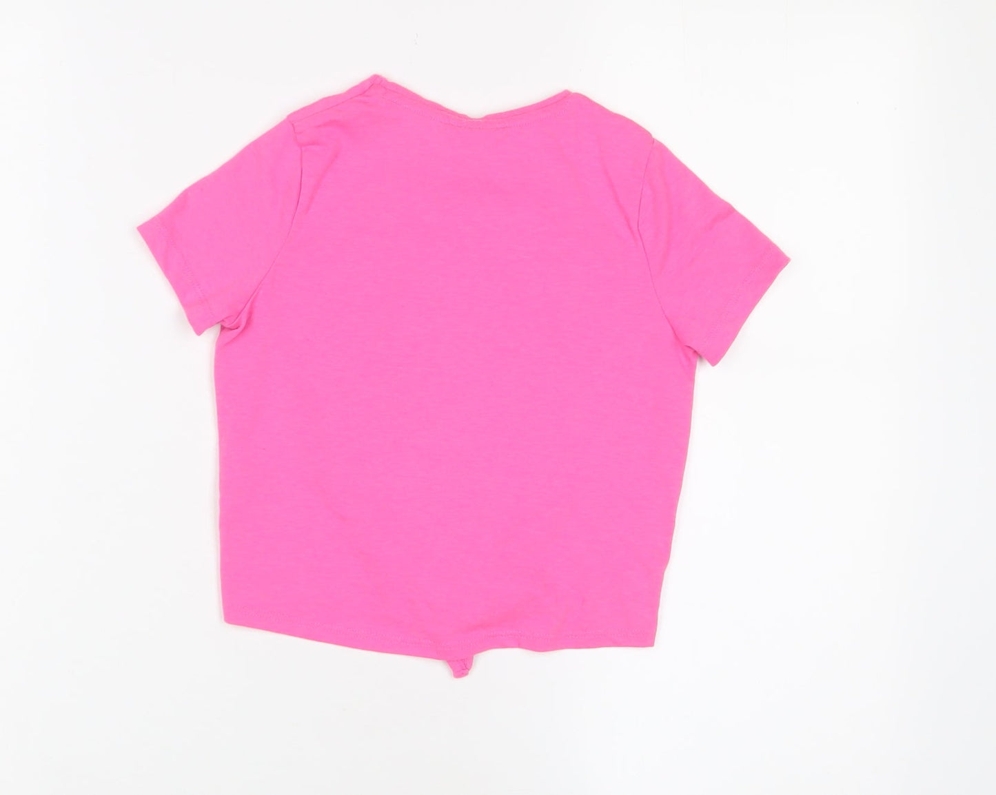 Troll Girls Pink Cotton Basic T-Shirt Size 6-7 Years Crew Neck Pullover - Sequin