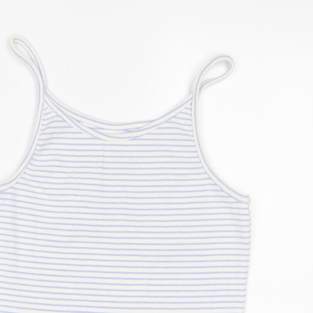 NEXT Girls Blue Striped Cotton Camisole Tank Size 12 Years Square Neck Pullover