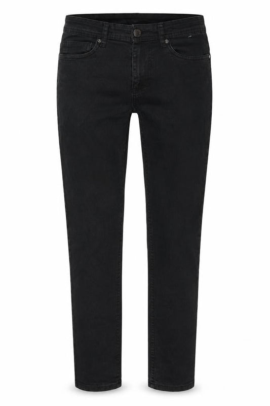 Front view of Denim & Co. women’s black cotton skinny jeans, size UK 30, in, 30-inch leg regular zip