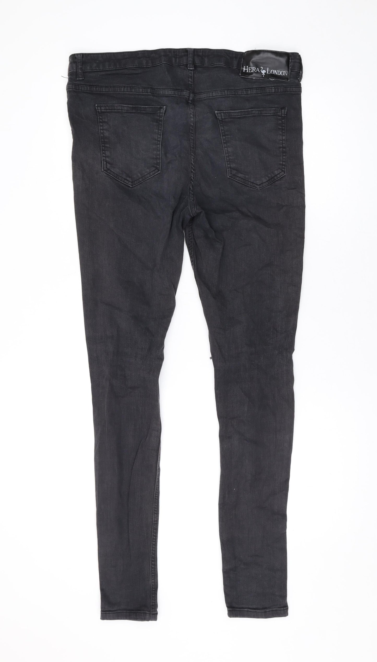 Hera London Womens Grey Cotton Skinny Jeans Size 34 in L30 in Regular Zip