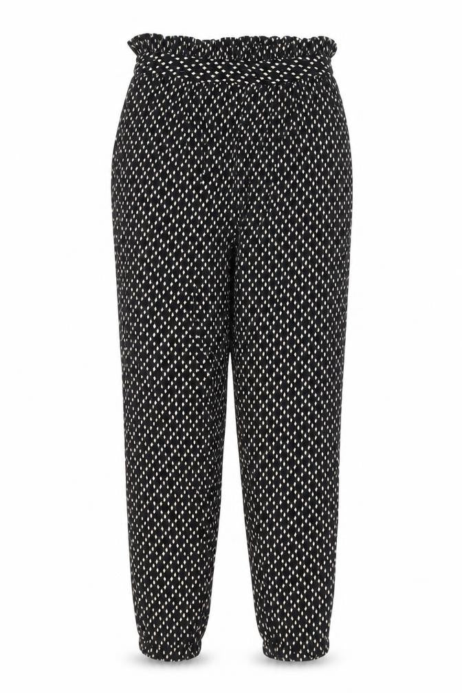 Oasis Girls Black Geometric Viscose Jogger Trousers Size 13 Years L24 in Regular Pullover