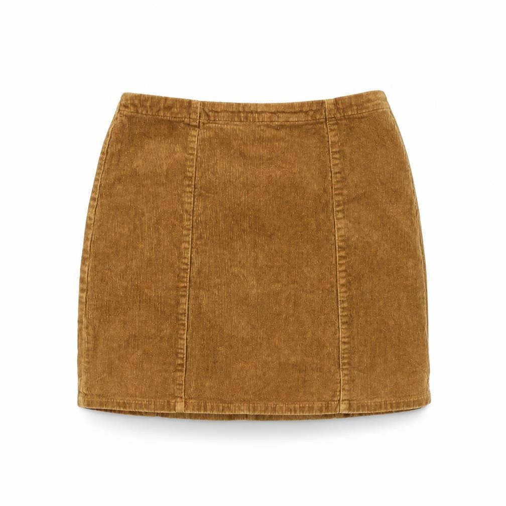 FOREVER 21 Womens Yellow Cotton Mini Skirt Size S Zip
