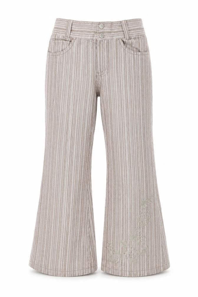 Pumpkin Patch Girls Pink Striped Cotton Dress Pants Trousers Size 7 Years L20 in Regular Zip - Embroidery
